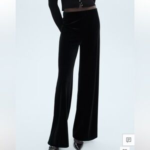 Mango Black Velvet Women's Pants